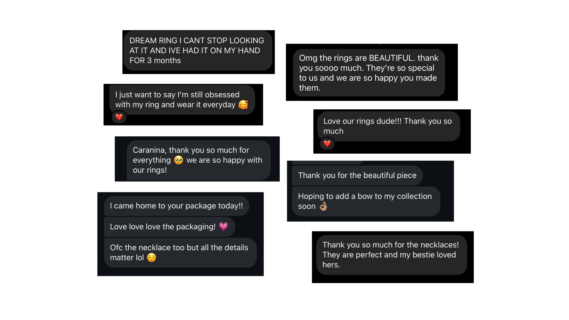 Screenshots from Instagram of clients happy with their purchases